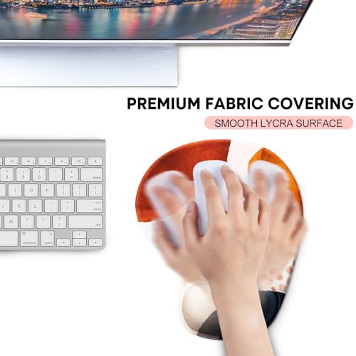JIKIOU Ergonomic Mouse Pad with Gel Wrist Rest 2 Pack, Portable Small Boho | Upgraded-Prevent Gel Leakage, Ergonomic Design for Pain Relief, Cooling Gel filled, Smooth Lycra Surface, Non-Slip PU Base - color: 07Boho
