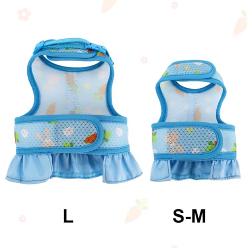 Rabbit Harness and Leash Set, Bunny Vest Guinea Pig Clothes Ferret, Blue S | Soft Mesh Vest Set Escape-Proof Cute Carrot Pattern for Rats Hamster Chinchilla Small Animals Cat Kitten Puppy - color: Blue, size: S (neck:5.5"-7.1" chest:7.1"-9.4")