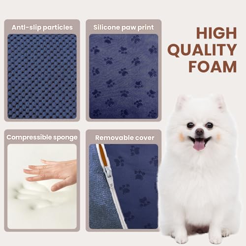Dog Stairs for Small Dogs, High Density Foam Dog Steps, Extra Wide Non-Slip Pet Ramp for High Beds Or Couch, Soft Doggie Ladder for Dogs Injured, Older Pets, Small Cats - color: Navy blue, size: 4 Steps