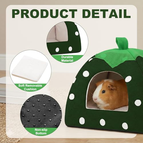 Guinea Pig Bed Rabbit Hideout Warm Fleece Cuddle Cup Washable Sleeping House for Small Animals Pet/Ferret/Chinchilla/Bunny (Drak Green) - color: Drak Green