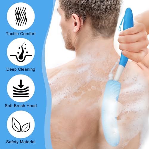 Long Handle Bath Brush Head,Anti-Slip Handled Bath Brush Back Scrubber | Brush Head for Shower, Easy Reach for Seniors, Suitable for Elderly/Pregnant Aid Bathing & Shower(Not Include Brush Handle) - size: White-h