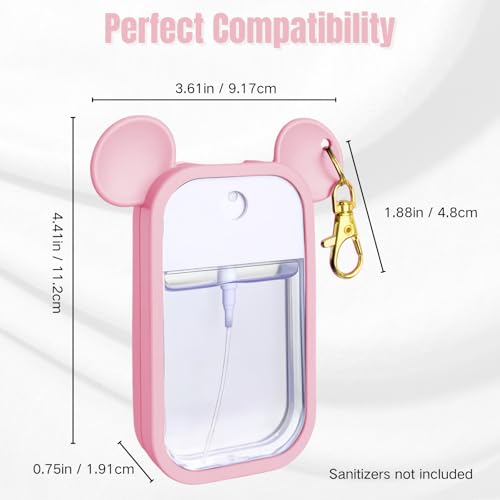 Mouse Design Silicone Case Compatible with Touchland Hand Sanitizer Spray 1 fl oz, Silicone Protective Case Holder with Keychain for Power Mist and Glow Mist, Pink - color: Pink