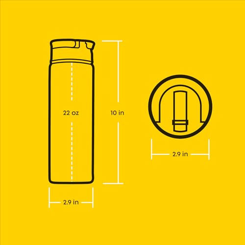JoyJolt Disney MonoMouse Stainless Steel Water Bottle with Flip Straw Lid, 22 oz Vacuum Insulated Water Bottle, BPA-Free Tumbler ft Minnie & Mickey Mouse | Gold