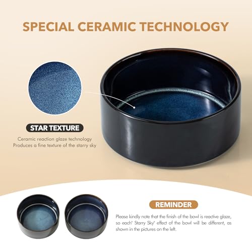 Havniva Dog Bowls Ceramic, Dog Food and Water Bowl Set | 5.1inch Dog Food Bowl, Dog Water Bowl, Food-Grade Ceramic Non-Slip Rubber Base, Dishwasher Safe, 2 Pack, Small Dogs, Puppy - color: 2 Bowls-Starry Sky, size: 1.6CUPS
