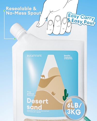 BUCATSTATE Hamster Bath Sand with Pour Spout, 6.6LB Desert Bath Sand | No-Dust Potty Litter Calcium-Free Sand for Hamster Chinchillas Gerbil Mice Degu or Other Small Pets (Fine Sand) - color: Fine Sand, size: 6.6LB