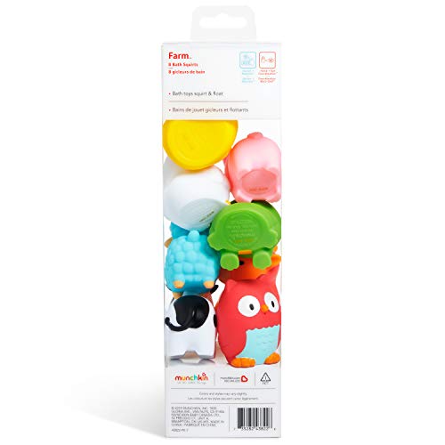 Munchkin Baby Bath Toy Squirts for Babies and Toddlers 9 Months and Up, Farm Animal Squirters, 8 Pack - size: 8 Pack, style: Farm