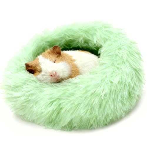 Guinea Pigs Bed Small Animal Bedding Donut-Shaped Burrowing Pet Bed Soft and Warm Hideaway with Spandex and Fleece Bottoms Cozy Carrier, Cage Accessories