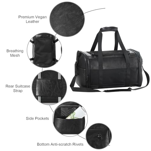 Fashion Leather Dog Carrier, Airline Approved Cat Carrier Soft Sided Pet Bag Carrier Purse for Puppy Kitten Small Animals Black - color: Black