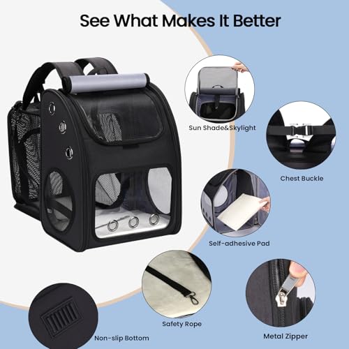Expandable Cat Backpack Carrier, Large Space, Airline Approved, XL | Pet Carrier Backpack Up to 25 lbs, Portable Cat Travel Backpack, Ideal for Traveling/Hiking /Camping/Vet, Black - color: Black-XL