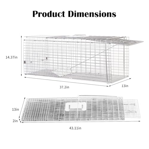 37 Inch Live Animal Trap | Animal Trap for Cats,Raccoons,Rabbits,cat Trap for Stray Cats,Live Traps for Raccoons,Steel Foldable with Pedal Triggers