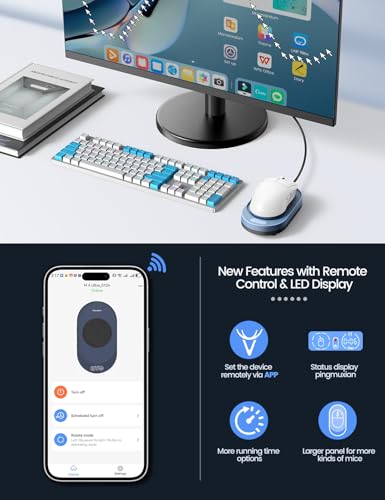Vaydeer M4 Utra Mouse Mover with APP, Undetectable Mouse Jiggler Device with Remote Control and Timer Function, Driver-Free Shaker Wiggler Mouse Movement Simulation for Computer Awakening - color: Navy Blue, style: App + Button Control