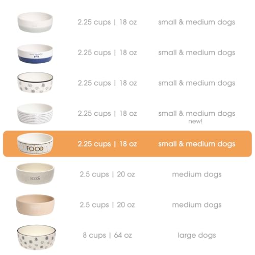 Pearhead Ceramic Dog Bowl, Small/Medium 2.25 Cups/ 18 oz, Bistro Tile | Honeycomb with Gold Accents Stoneware Pet Food & Water Bowl for Small Dogs, Weighted Non-Plastic Feeding Dish - color: Bistro Tile Bowl, size: Small