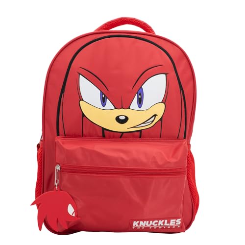 AI ACCESSORY INNOVATIONS Sonic The Hedgehog Backpack for Boys & Girls, Knuckles 16 Inch Schoolbag with 3D Features, Durable School Bag for Kids, Red - style: Red Knuckles