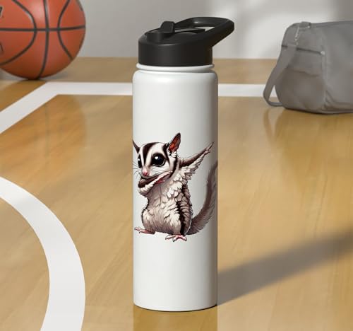 Sugar Glider, Dabbing | Kids, Girls, Boys | Sugar Glider Stainless Steel Insulated Water Bottle - color: White