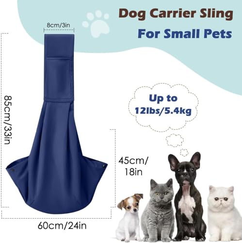 Pawaboo Small Dog Sling Carrier | Reversible Puppy Small Pet Carrier,Hands Free,Safety Buckle,Storage Pocket for Travel,Outdoor Activities Indigo - color: Indigo