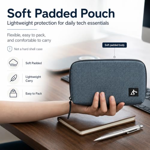 Small Electronics Organizer Travel Case, Cord and Cable Tech Bag Pouch | Compact soft tech Bag pouch for cables cords chargers earbuds and slim power bank water-resistant for travel, cruise and work - color: Blue, size: Small
