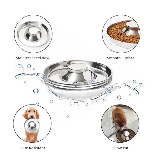 2 Pack Stainless Steel Puppy Bowls, Dog Feeding Bowl | Mush Feeder for Litters, Shallow Weaning for Food and Water, Multiple Dishes - size: S-10.2in/4¼ cups