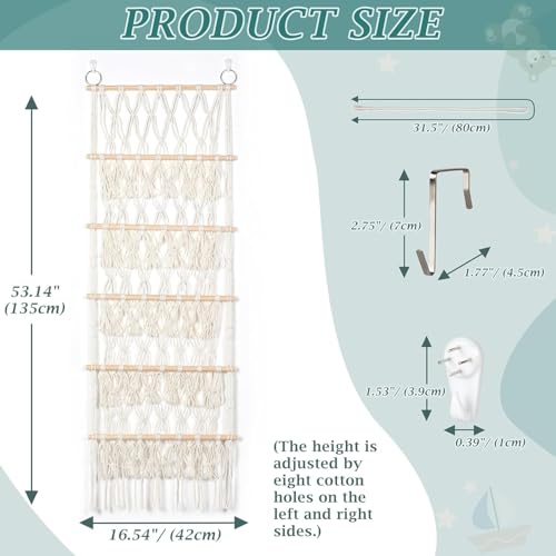 42cm Wide Over The Door Stuffed Animal Storage- 5-Tier Stuffed Animal Hammock For Toy Plush Hammock Hanging Net Big Girls Toddler Large Bag Animals Stuffy Behind - color: Beige