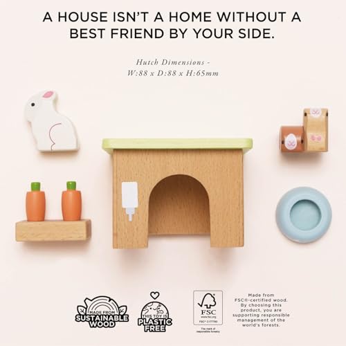 Le Toy Van - Adorable Wooden Daisylane Bunny & Guinea Accessories Play Set for Dolls Houses | Girls Dolls House Furniture Sets - Suitable for Ages 3+ (ME045)