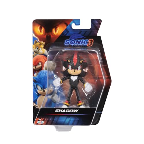 Sonic 3 Movie Action Figures 5-Inch Shadow Collector Toy Figure, Highly Articulated for Boys Girls - Officially Licensed Sonic The Hedgehog 3 Movie Product | Sonic The Hedgehog Movie 5 Inch Action Figure Wave 2 - Shadow (Grin Mouth)