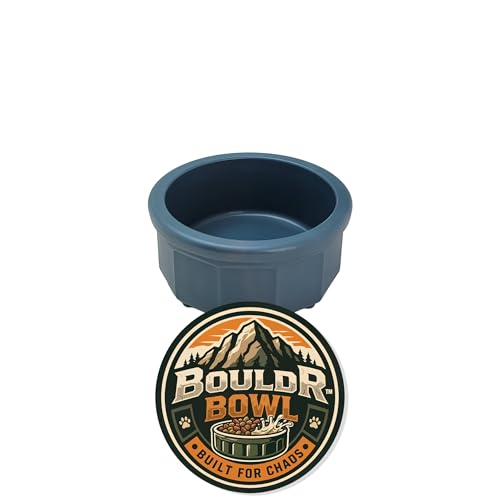 Pet Crock Bowl – Thick Durable Plastic Non-Tip Food & Water - Dogs, Cats, Birds, Lizards & Small Animals – Indoor/Outdoor – Chew Resistant, Easy Clean (Blue, Tiny 4oz) BouldrBowl by Healthy Surplus® - color: Blue, size: .5 Cup (4oz)