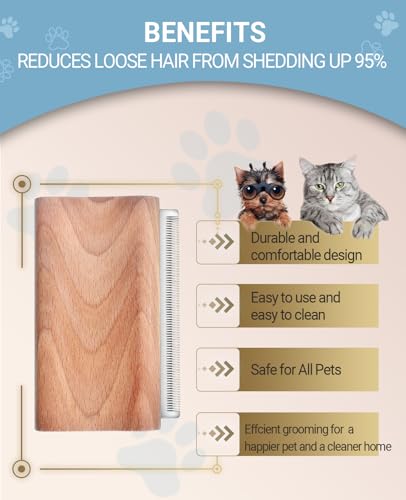 Dog Brush for Shedding | Pet pro Grooming Tool, Cat Grooming Supplies, Deshedding Dog Brush | Combs for Daily Cleaning and Grooming of Pet Hair (4.3 Inch (M)) - size: 4.3 Inch ( M )