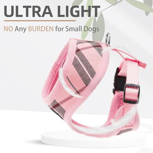 PUPTECK Soft Mesh Dog Harness and Leash Set Pet Puppy Cat Comfort Padded Vest No Pull Harnesses, Light Pink, S - color: Light pink, size: S (NECK: 12", CHEST: 14"-18")