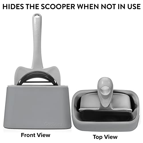 CatGuru Premium Cat Litter Scoop Holder – Heavy-Duty Scooper Storage Caddy, Scoop Stand for Kitty Litter Box, Fits Most Cat Litter Scoops (Gray) - color: Gray