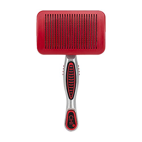 CHI for Dogs Self Cleaning Slicker Brush with Pivoting Head, Small Dog Grooming Brush for Detangling and Removing Loose Hair, Fine Wire Pins for Small Breed Dog Coats, Ergonomic Handle - 3 Pack | Pivoting head design, fine wire pins, detangles and removes