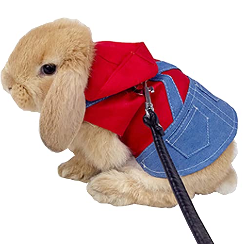 Small Pet Costume Rabbit Clothes Ferret Hoodies Sweatshirt Bunny Vest Harness and Leash Set Kitten Sweater Small Animals Outfits for Chihuahua Kitty Mini Dog and Small Breeds (A, L) - size: L