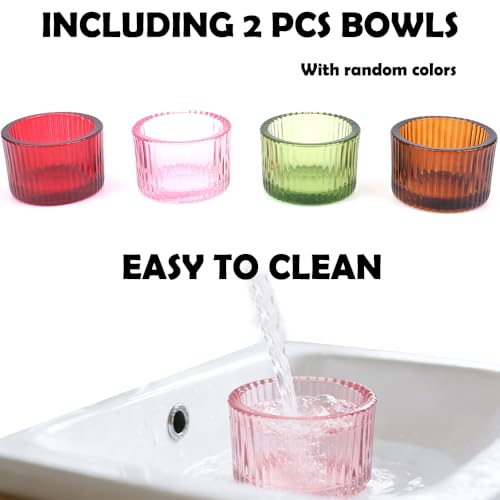 2 Pack Hamster Bowl Glass Food and Water Dish Anti-Turning Colorful Feeder for Dwarf Syrian Hamster Gerbil Mice Rat (Random Color)