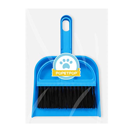 POPETPOP Mini Broom and Dustpan Set - Cage Cleaner for Guinea Pigs, Hedgehogs, Hamsters, Chinchillas, Rabbits, Reptiles - Guinea Pig Cage Cleaner Desk Cleaning Brush (Random Color)