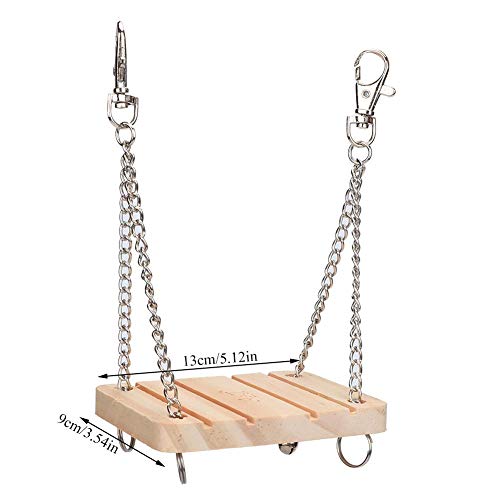 GLOGLOW Hamster Swing, Wooden Swing Hanging Bed with Hanging Chain | Hammock Cage Exercise Molar Toy for Guinea Pig Rat Gerbil Dwarf Hamster