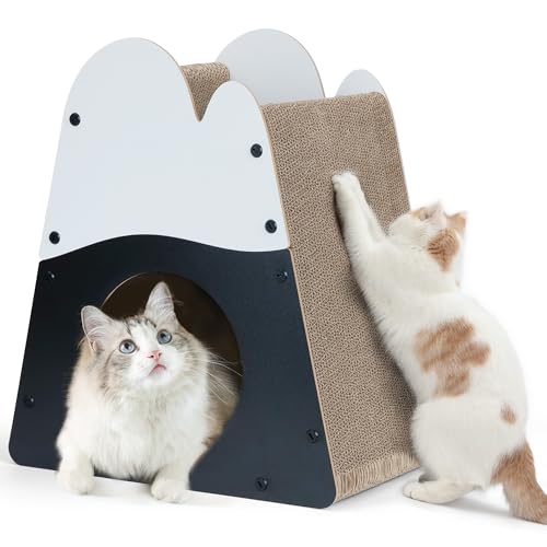 FUKUMARU Cardboard Cat Scratcher, 19.5 Inch Cat Scratching House Indoor | Mountain Shape Vertical Cat Scratcher, Durable Cat Scrathing Pad Board, Kitten Scratching Post for Large Cat, Safe & Secure