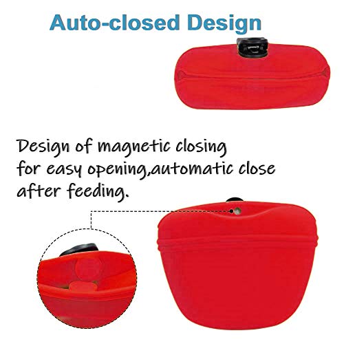 RoyalCare Silicone Dog Treat Pouch-Small Training Bag-Portable Dog Treat Bag for Leash with Magnetic Closure and Waist Clip[US Design Patent] - color: dark red