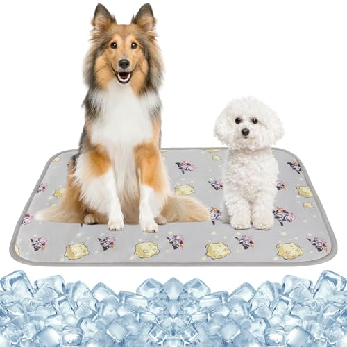 Summer Pet Cooling Mat - Cat Dog Cushion Pad Sleeping Cool Comfortable Soft for Pets Kids and Adults (Grey French Bulldog, L) - color: Grey French Bulldog, size: L: 27.5'' x 38.5''