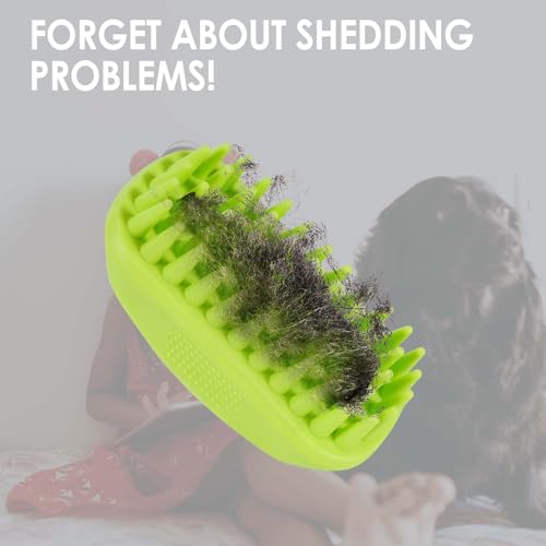 Dog Grooming Brush, Premium Soft Silicone Pet Bath Brushes, Rubber Shampoo Soothing Comb Scrubber for Wet Dry Long Short Haired Dogs & Cats Massaging, Deshedding Shower Scrubbing - color: YELLOW