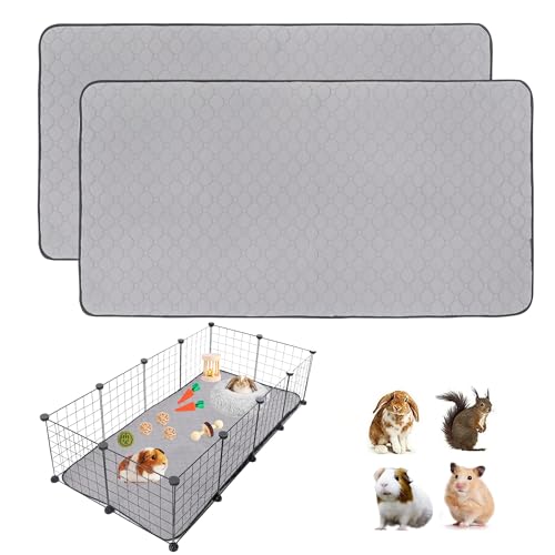 2Pack Guinea Pig Cage Liners, 24''X48'' Washable Guinea Pig Pee Pads, Non Slip Reusable Super Absorbent Guinea Pig Training Mat Bedding Fleece for Small Animals Hamster Rabbit Chinchilla Rat - size: C&C 2x4(24" x 48") 2Pack