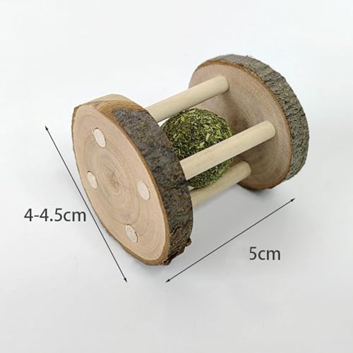 Hamster Rabbit Chew Toy Natural Wooden Play Toy, Wood Teeth Grinding Toy with Bell for Parrot, Rabbit, Chinchilla, Guinea Pig, Hamster Small Animals Toys for Pet Supplies