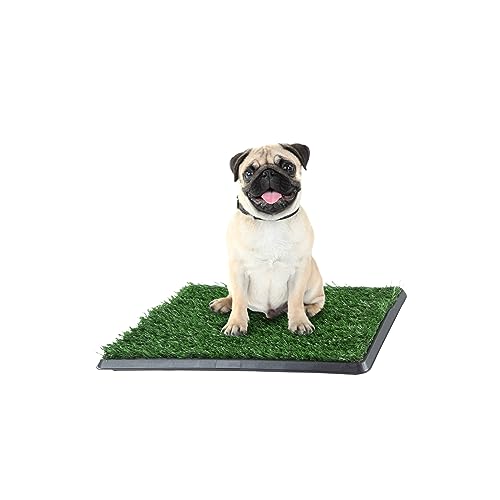 PETMAKER Artificial Grass Puppy Pee Pad for Dogs and Small Pets, 16” x 20” | Reusable 3-Layer Turf Pads for Dogs with Tray, Indoor and Outdoor Fake Grass Potty, Pet Supplies