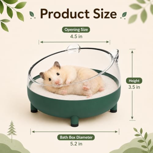 Meow&Woof Hamster Sand Bath Container, Large Sandbox Toilet Gerbil Batheoom, Tiny Chinchilla Dust Bathtub Sand Bath Box for Hamster Cage Accessories 5.2 Inch-Dark Green - color: Dark Green