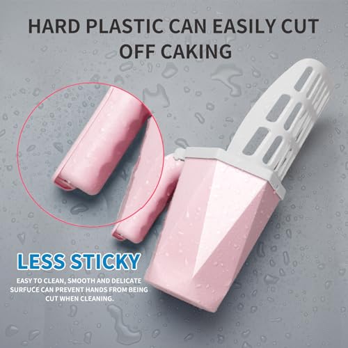 Cat Litter Scooper with Holder, 150 Poop Bags & Built-in Storage Box, Pink | One-Touch Detach, Integrated Design, Quick-Change Bag, Multi-Size Holes, One-Hand Operation, Large Capacity Trash Can