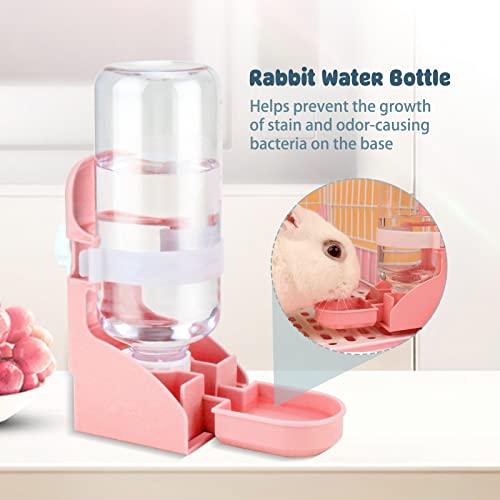 Rypet Rabbit Water Bottle No-Drip, Bunny Guinea Pig Water Dispenser(Pink) | 17 oz 500mL Capacity, Inside&Outside Mount, No Noise, Bunny Chinchilla Guinea Pig Hedgehog Ferret - color: Pink