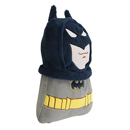 NoJo Warner Brothers Batman The Caped Crusader Navy, Gray and Yellow Batman Character Shaped Blanket - color: Batman the Caped Crusader