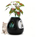 COZIWOW Eggloa6 Plant Litter Box, Hidden Cat Litter Box Enclosure, Odor Removal System, Replaceable Scratching Board, Scoop, Cat House with Cushion ＆ Heating Pad, Artificial Plants (Black) - color: Black