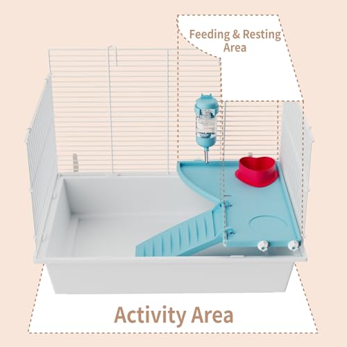 STILLCOVE Small Hamster Cage Indoor, with Water Bottle & Food Bowl | with Platform and Ramp, Heightened Base, Small Animal Houses & Habitats for Rat, Mouse, Gerbil, Dwarf Syrian Teddy Bear Mice
