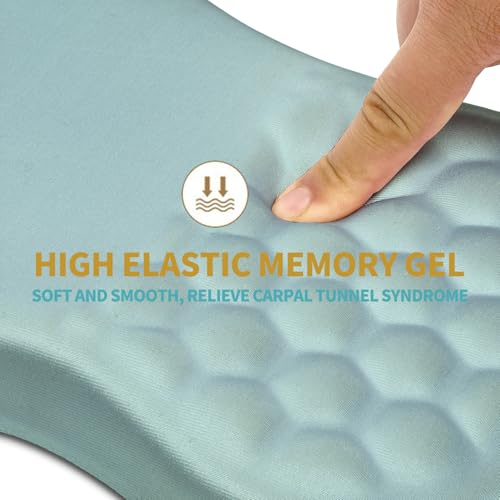 Hokafenle Ergonomic Mouse Pad Wrist Support with Massage Design, Wrist Rest Pain Relief Mousepad with Memory Foam&Non-Slip PU Base, Mouse Pads for Wireless Mouse & Desk (12x8 inch,Light Blue) - color: HK005-Light Blue