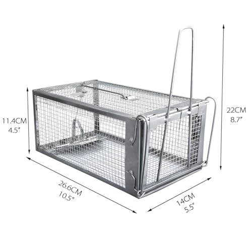 Gingbau 2-Pack Rat Traps Humane Live Chipmunk Mouse Trap Cages for Indoor and Outdoor Use - color: Silver (2-Pack)