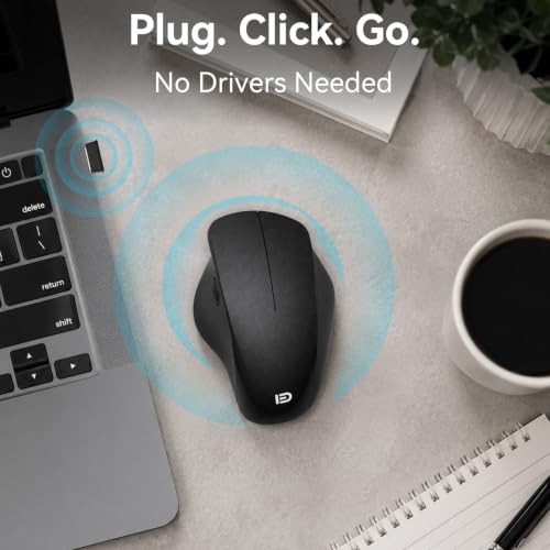 Wireless Ergonomic Mouse, Thumb Side Scroll, Quiet Click | Large Hand Right-Handed Design, Thumb-Controlled Scrolling, Quiet Click Buttons, 2.4G Wireless, Battery Saving Sleep Mode