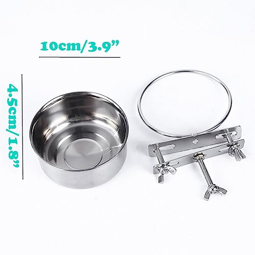 Love Dream Dog Crate Bowl Removable Stainless Steel Pet Kennel Hanging Bowl | Durable Anti-Spill Pet Metal Bowl Hanging Water Food Bowls with Clamp Holder for Small Medium & Large Dogs Rabbits or Birds - color: 3.9“*1.8”